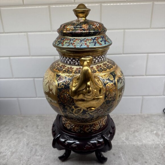 Rare Vintage Satsuma with lid and stand - Picture 2 of 10